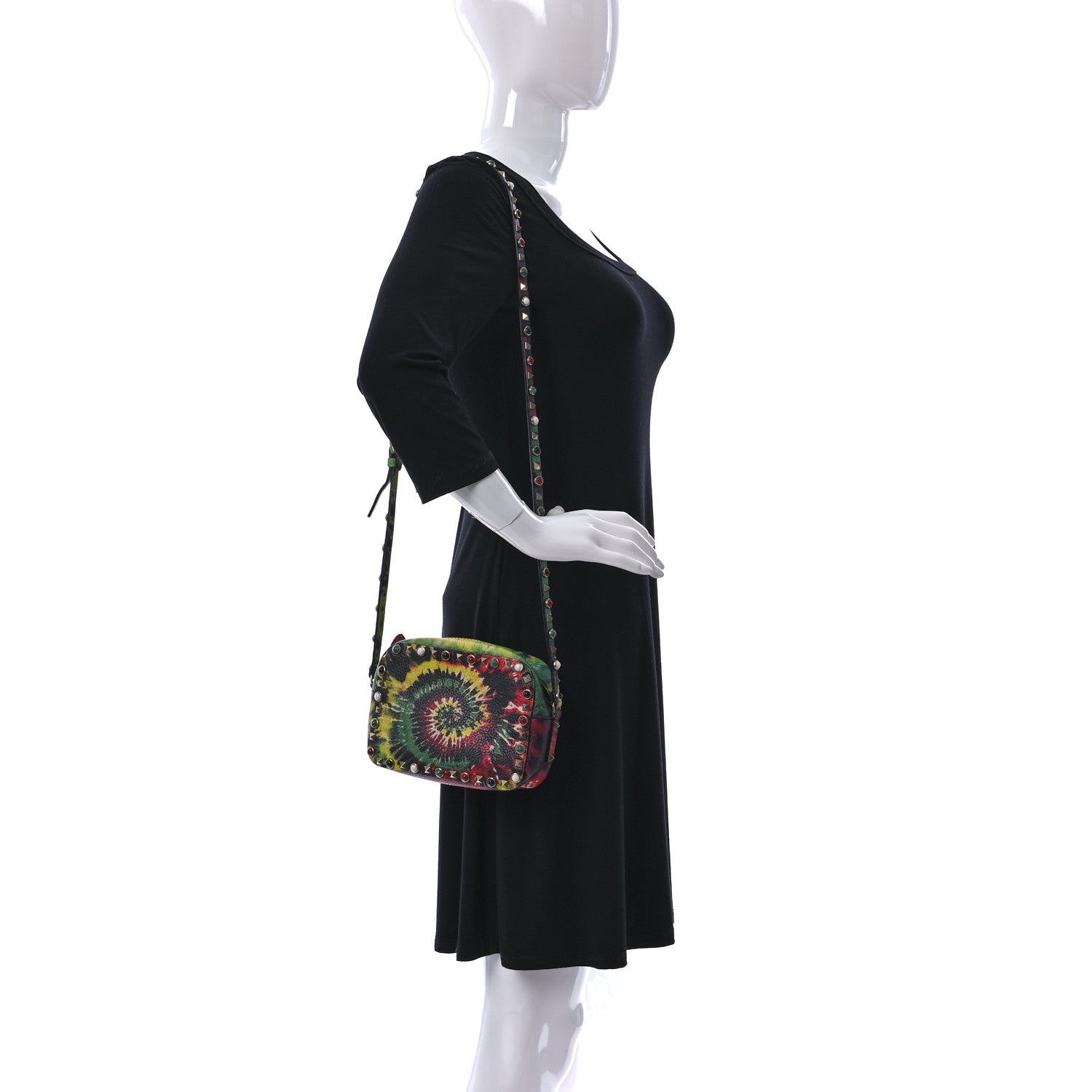 Valentino Garavani Pebbled Calfskin Tie Dye Rockstud Camera Crossbody Bag Multicolor 2 of 8