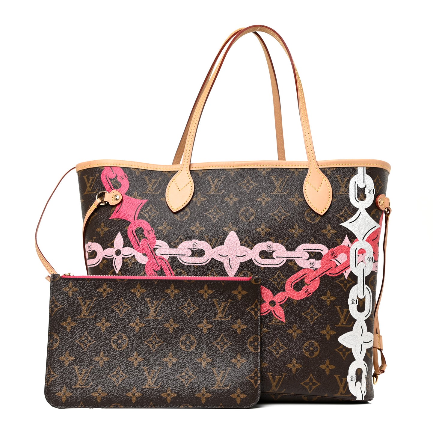 Monogram Bay Neverfull MM Rose Ballerine Poppy