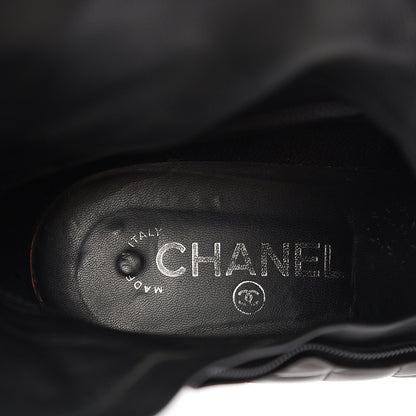 Chanel Lambskin Quilted CC Cap Toe Boots 39 Black 6 of 12