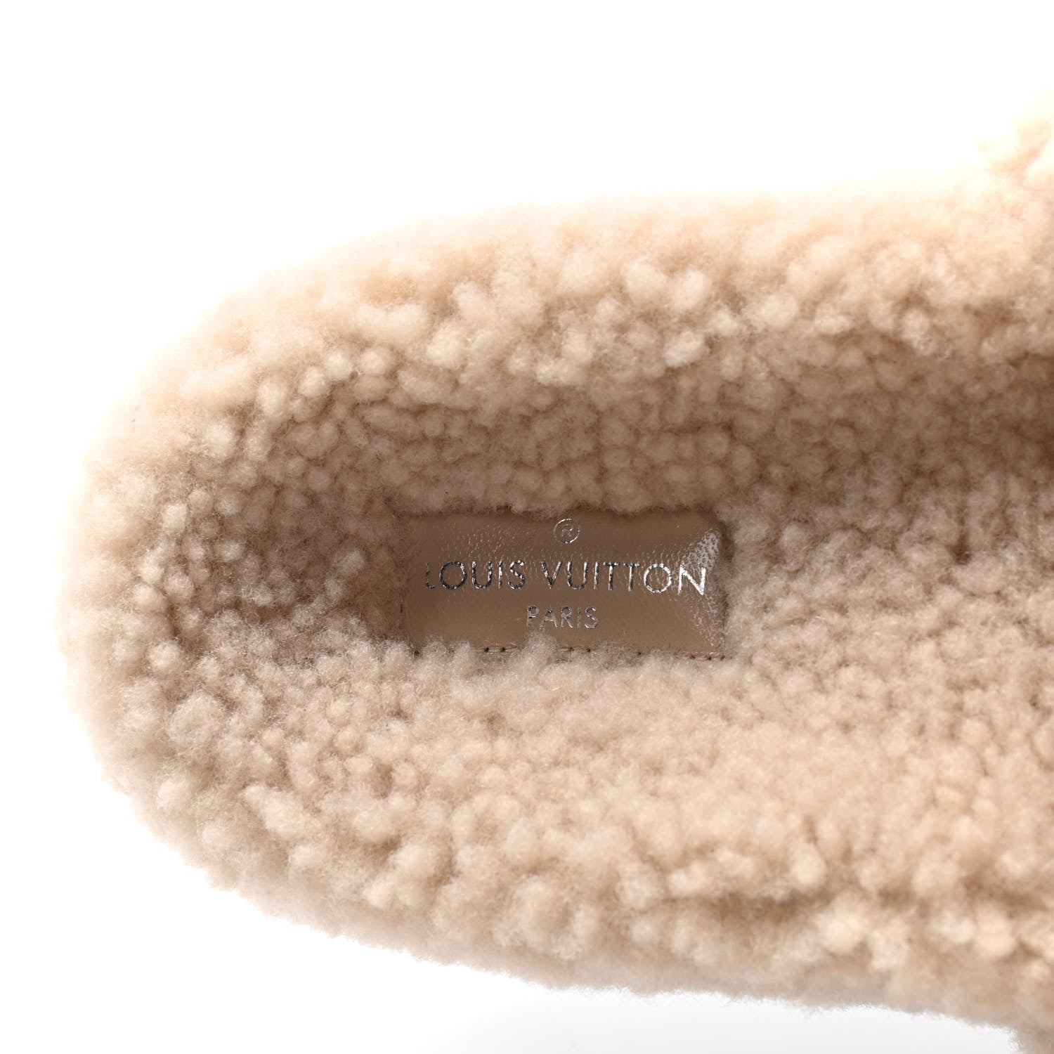 Louis Vuitton Shearling Calfskin Paseo Flat Comfort Mule 38 Beige 9 of 9