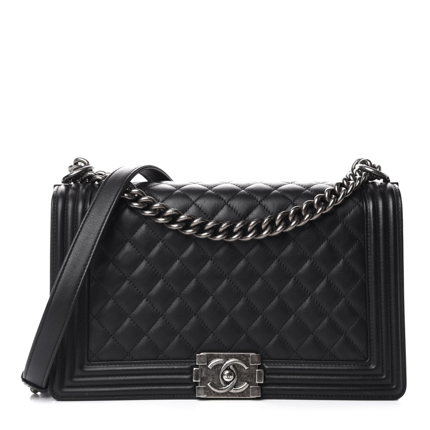Calfskin Quilted New Medium Boy Flap Black