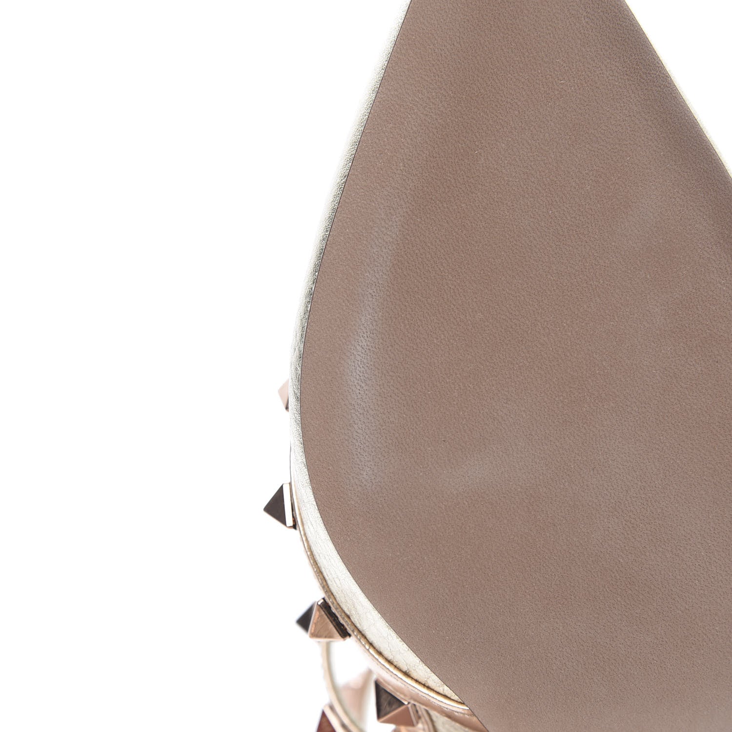 Valentino Garavani Metallic Pebbled Calfskin Rockstud Ankle Strap 100mm Pumps 39 Rame Sahara 8 of 10