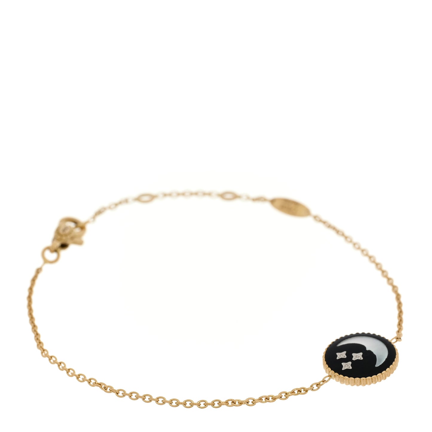 18K Yellow Gold Diamond Black Onyx Mother of Pearl Rose Celeste Bracelet
