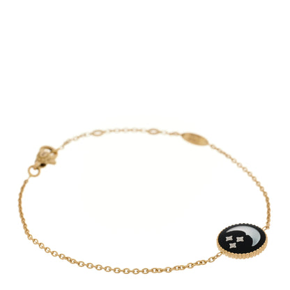Christian Dior 18K Yellow Gold Diamond Black Onyx Mother of Pearl Rose Celeste Bracelet 2 of 9