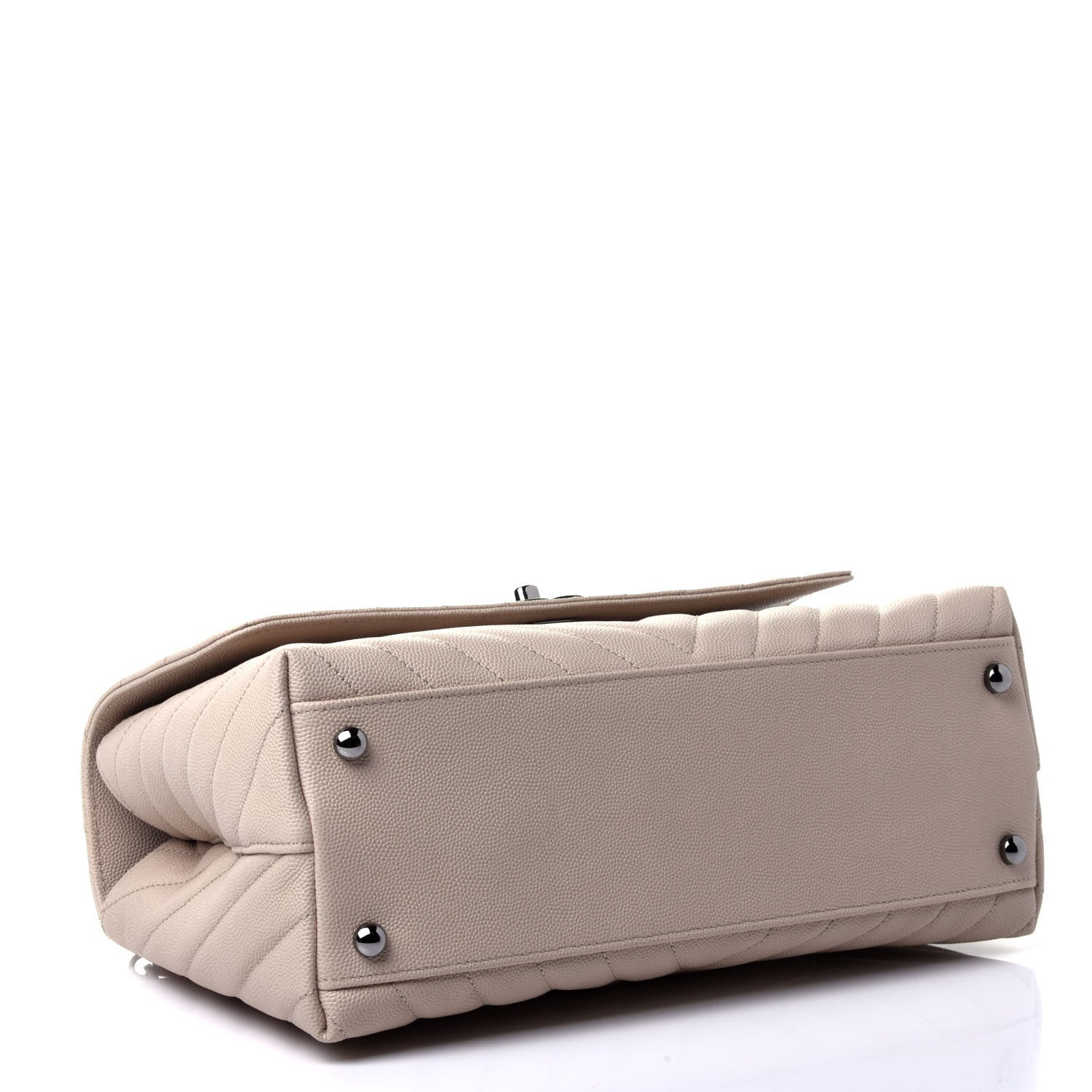 Chanel Caviar Chevron Quilted Small Coco Handle Flap Beige 3 of 4