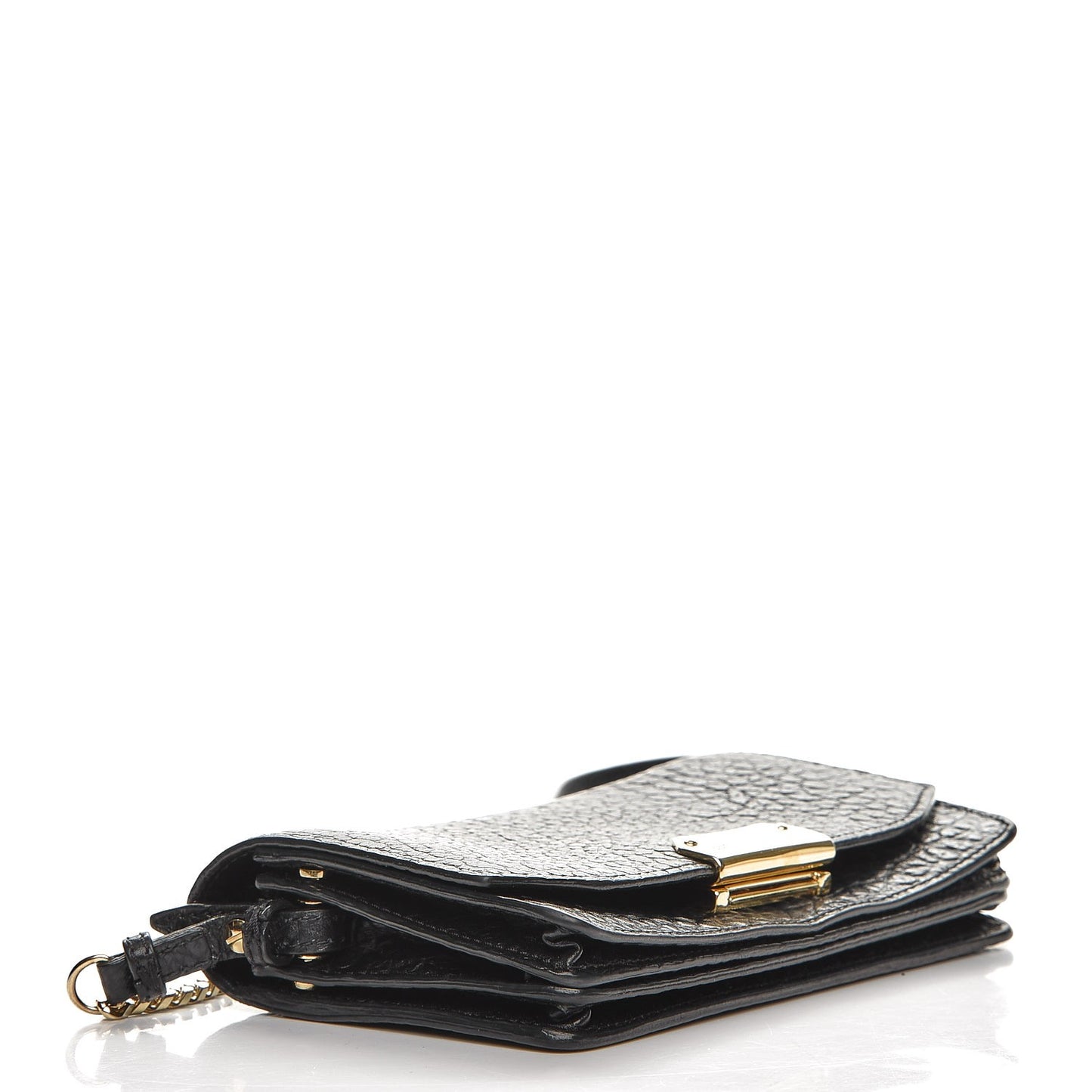 Signature Grain Small Madison Chain Clutch Black