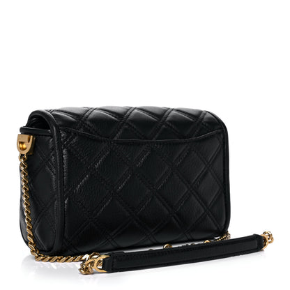 Marc Jacobs Grained Calfskin Quilted Double Stitched The Status Flap Crossbody Bag Black 3 of 12