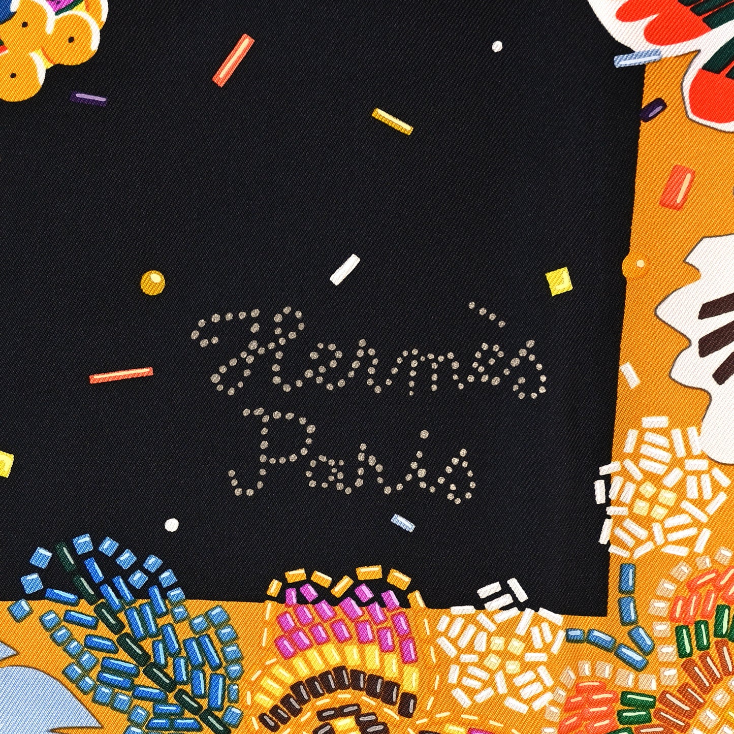 Silk Costume de Fete Scarf 90 Curry Black Vert