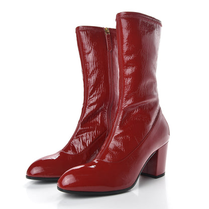 Gucci Patent Calfskin Stretch Boots 38.5 Hibiscus Red 3 of 10