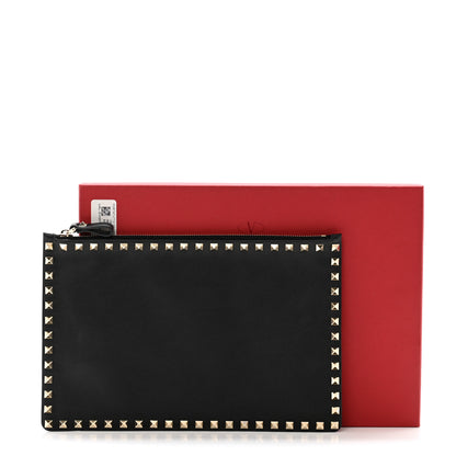 Valentino Garavani Vitello Large Rockstud Zip Pouch Black 9 of 9