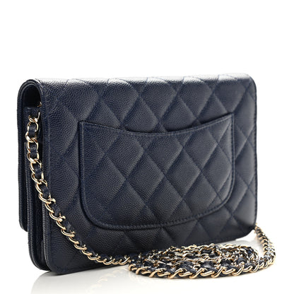 Chanel Caviar Quilted Wallet On Chain WOC Navy Blue 3 of 13
