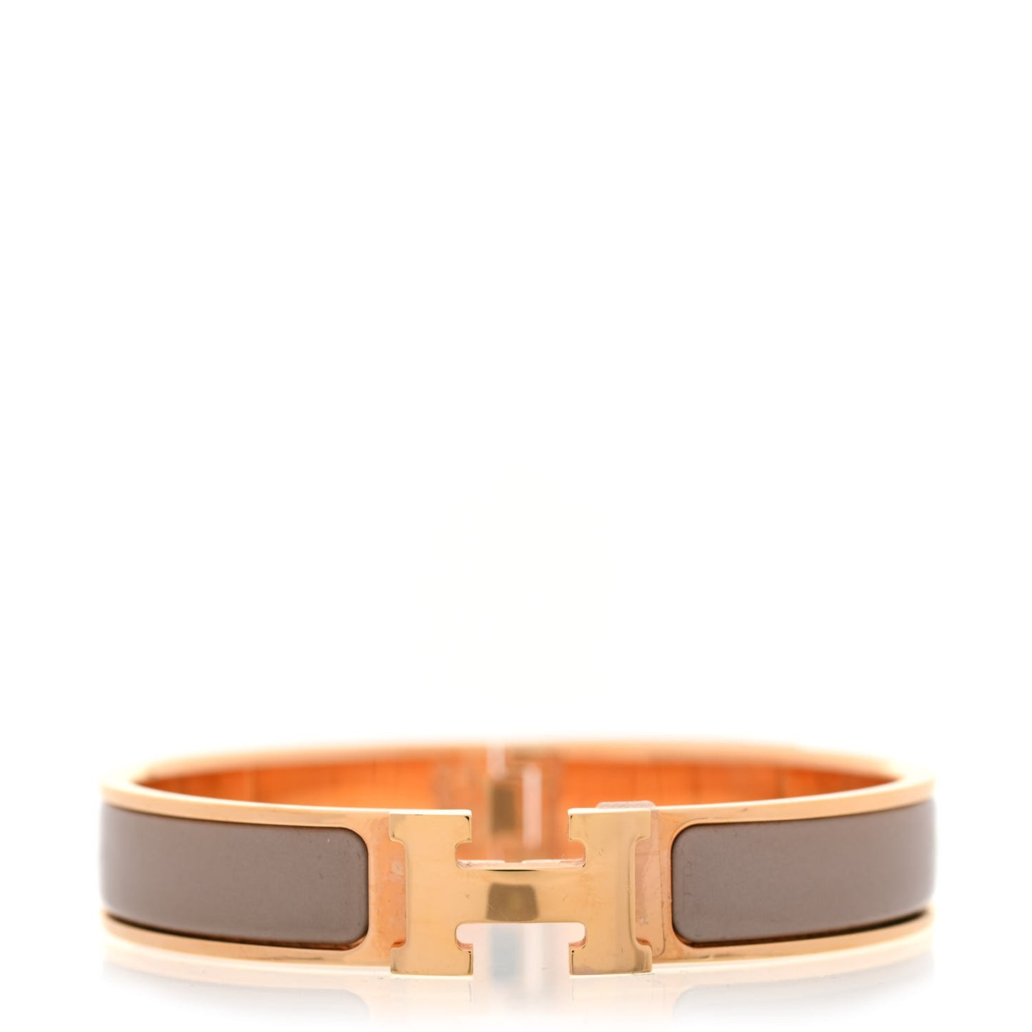 Enamel Narrow Clic Clac H Bracelet PM Marron Glace
