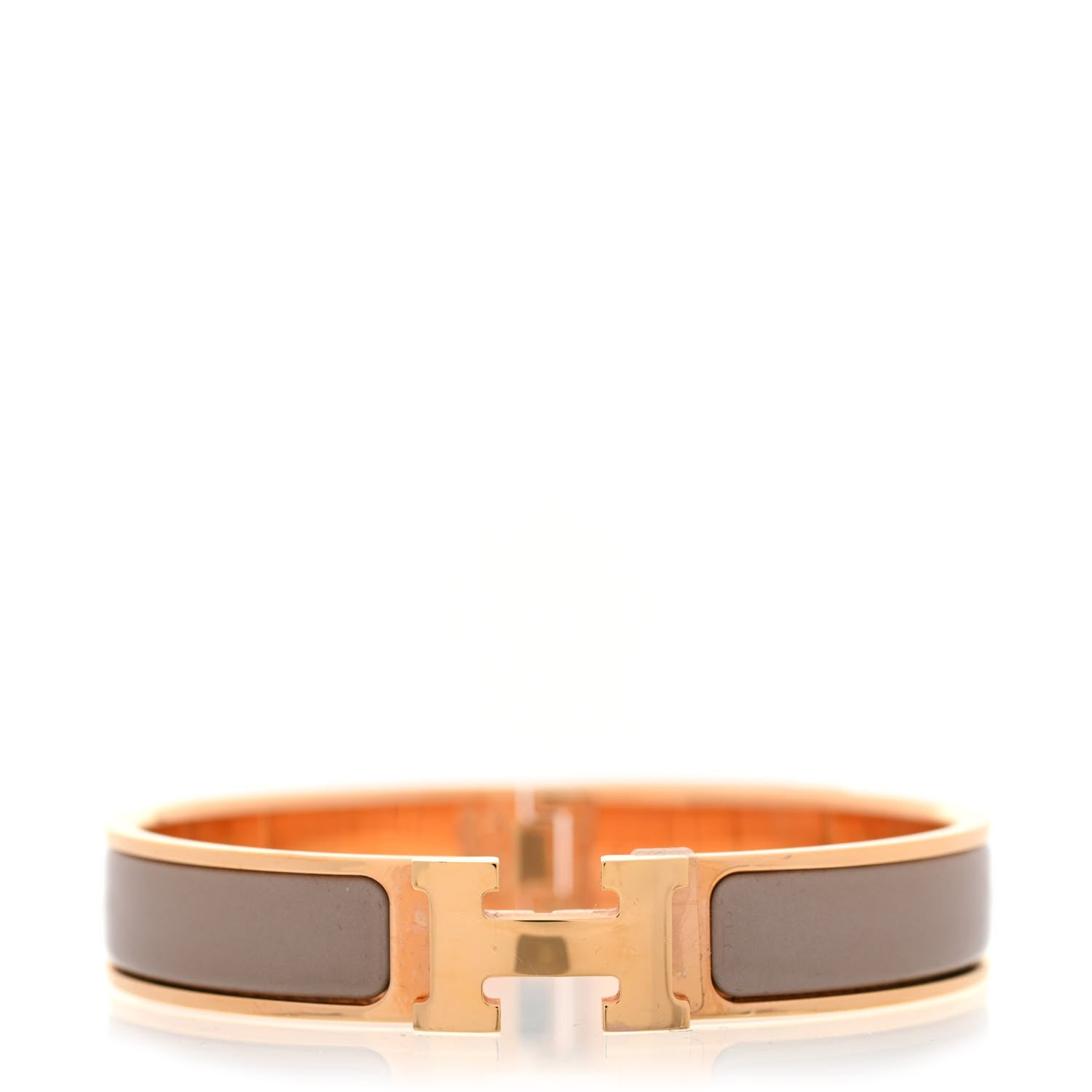 Hermes Enamel Narrow Clic Clac H Bracelet PM Marron Glace 1 of 5