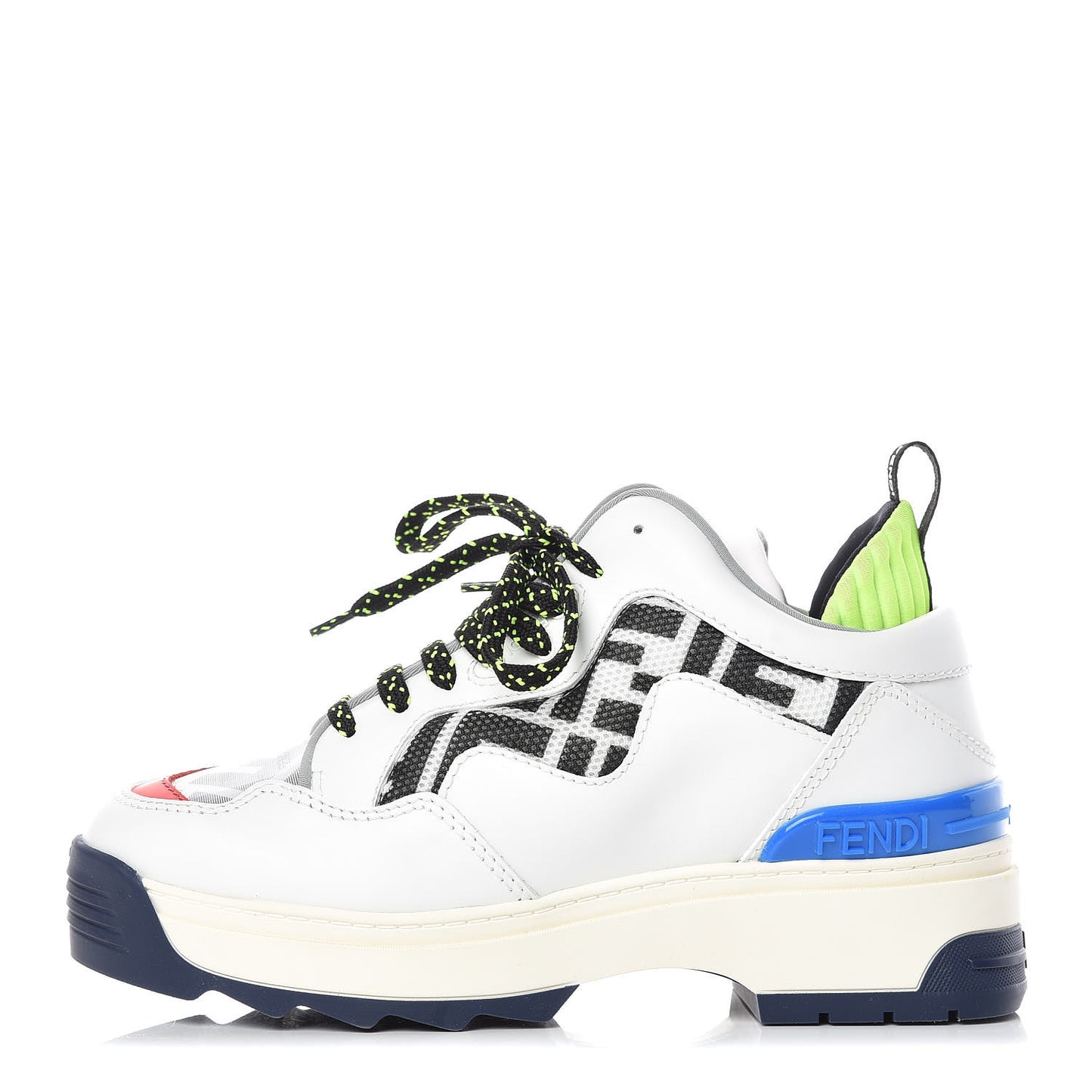Vitello Mesh Lycra FF T-Rex Sneakers 35.5 Ultra White Black Giallo Fluo