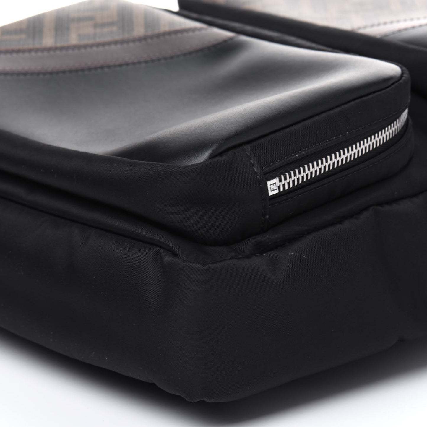 Glazed Fabric Nylon FF 1974 Diagonal Panelled Backpack Tobacco Moresco Black