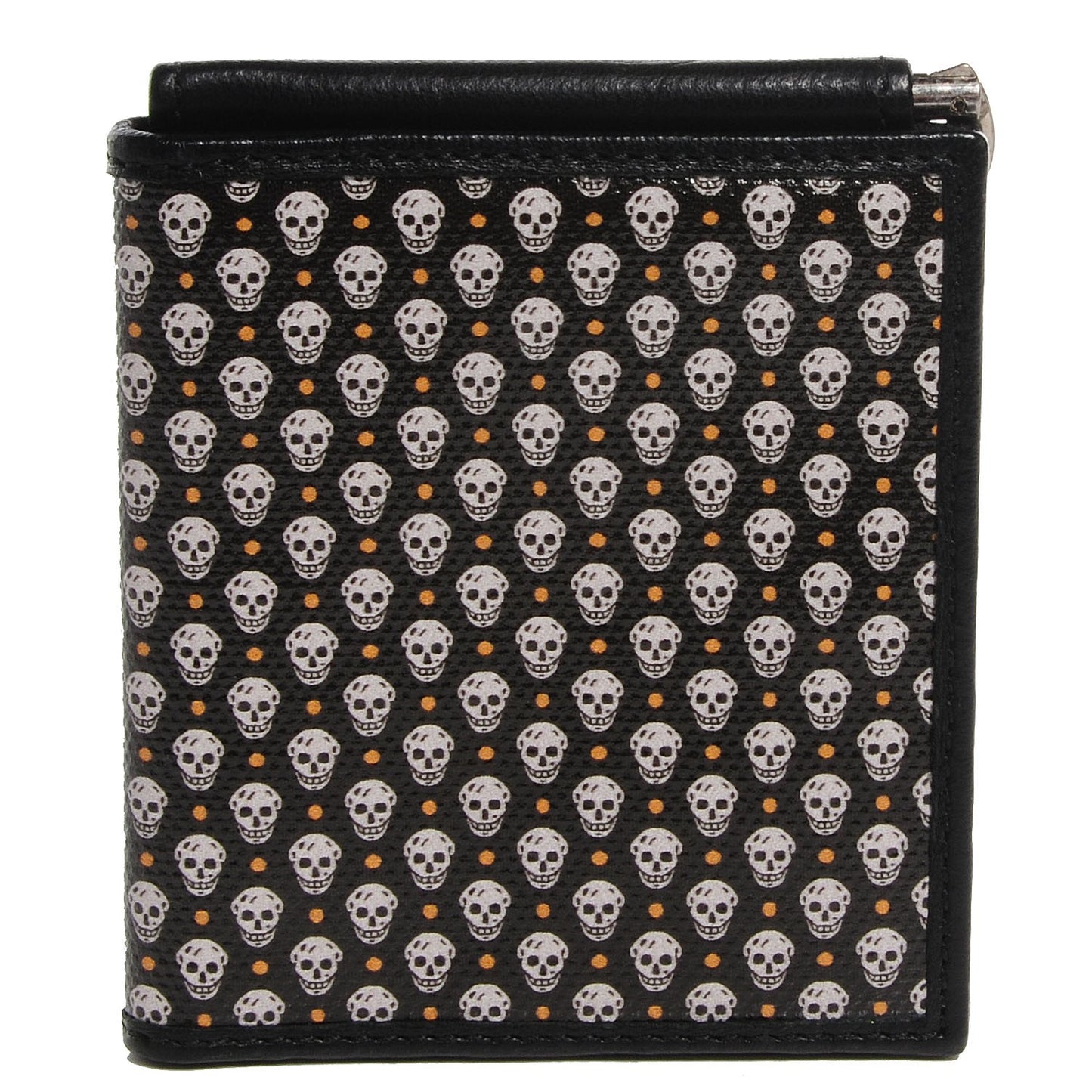 Coated Canvas Skull Print Money Clip Wallet