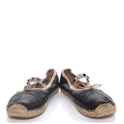 Valentino Garavani Nappa Rockstud Ballerina Espadrille Flats 39 Black 5 of 10