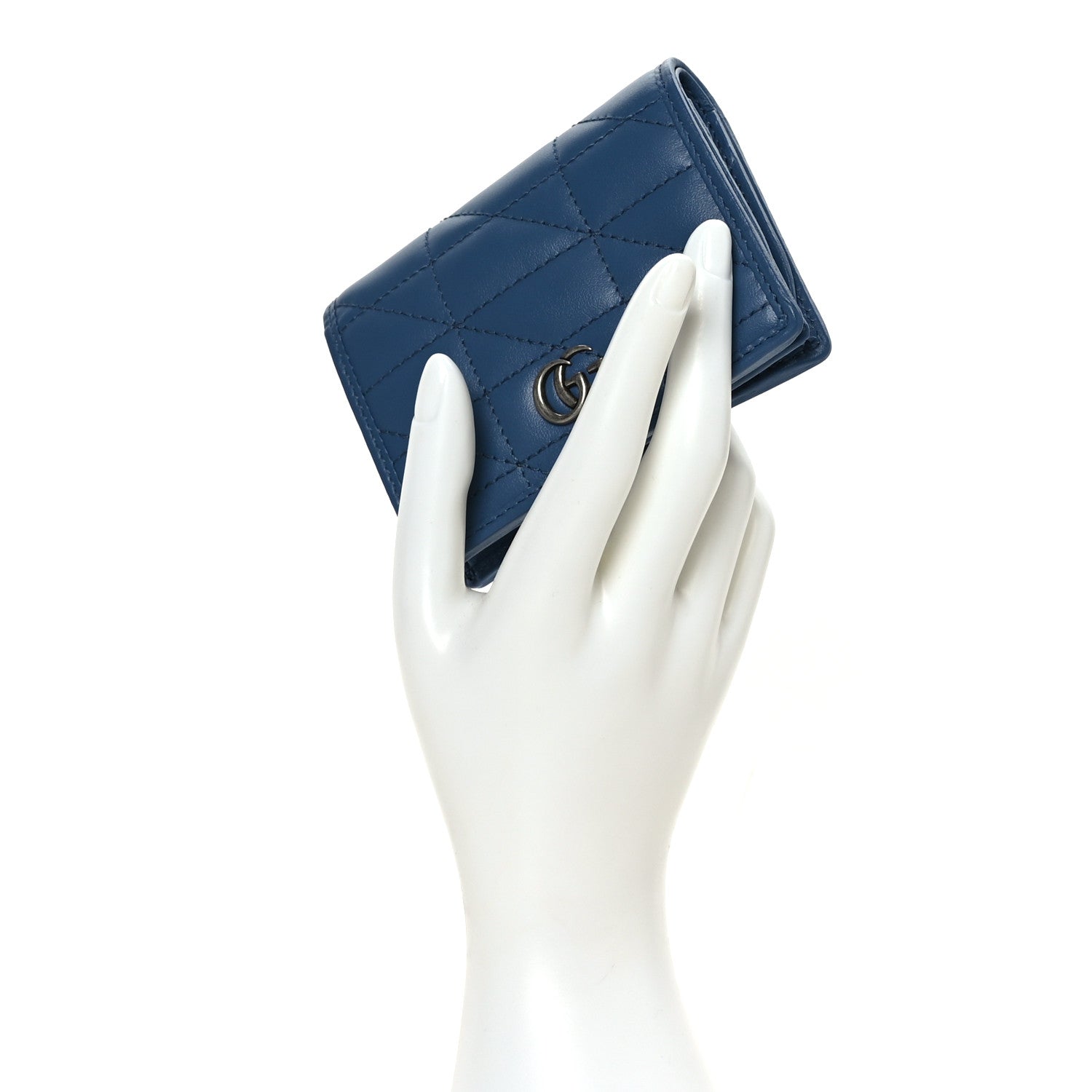 Gucci Calfskin Matelasse Aria GG Marmont Card Case Wallet Clear Blue 2 of 6