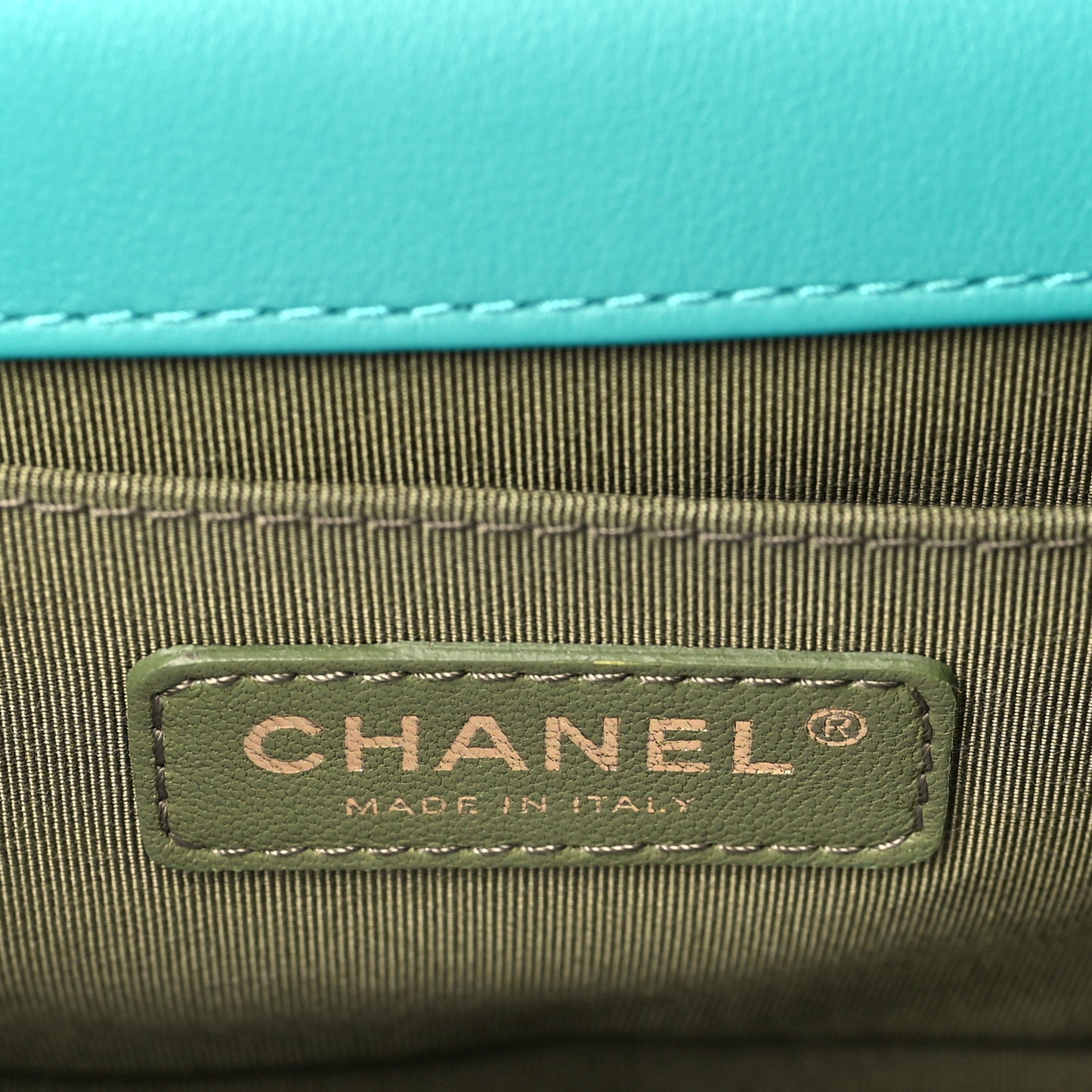 Calfskin Quilted Medium Boy Flap Turquoise