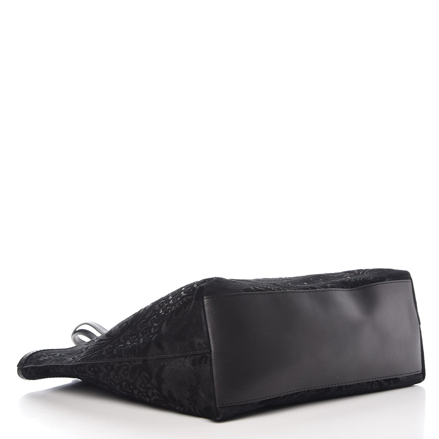 Nubuck Brocade Medium Soft Stirrup Tote Black