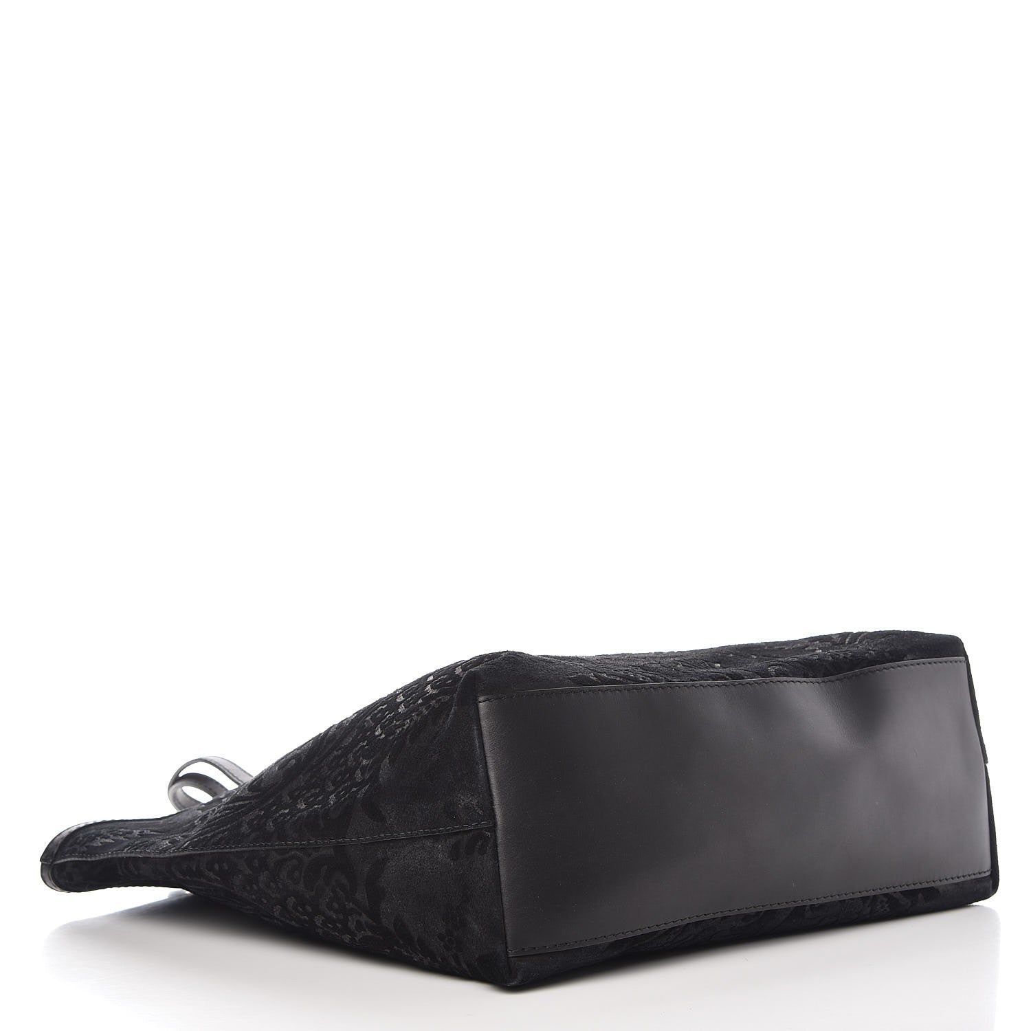 Gucci Nubuck Brocade Medium Soft Stirrup Tote Black 4 of 12
