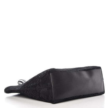 Gucci Nubuck Brocade Medium Soft Stirrup Tote Black 4 of 12