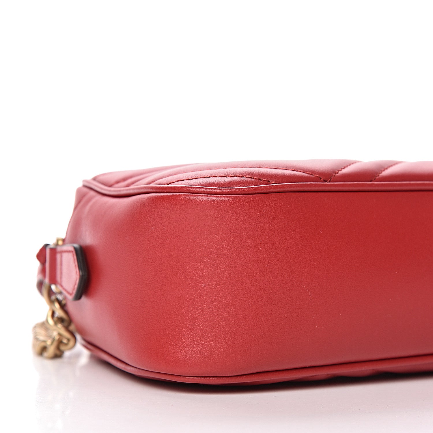 Gucci Calfskin Matelasse Small GG Marmont Chain Shoulder Bag Hibiscus Red 8 of 10