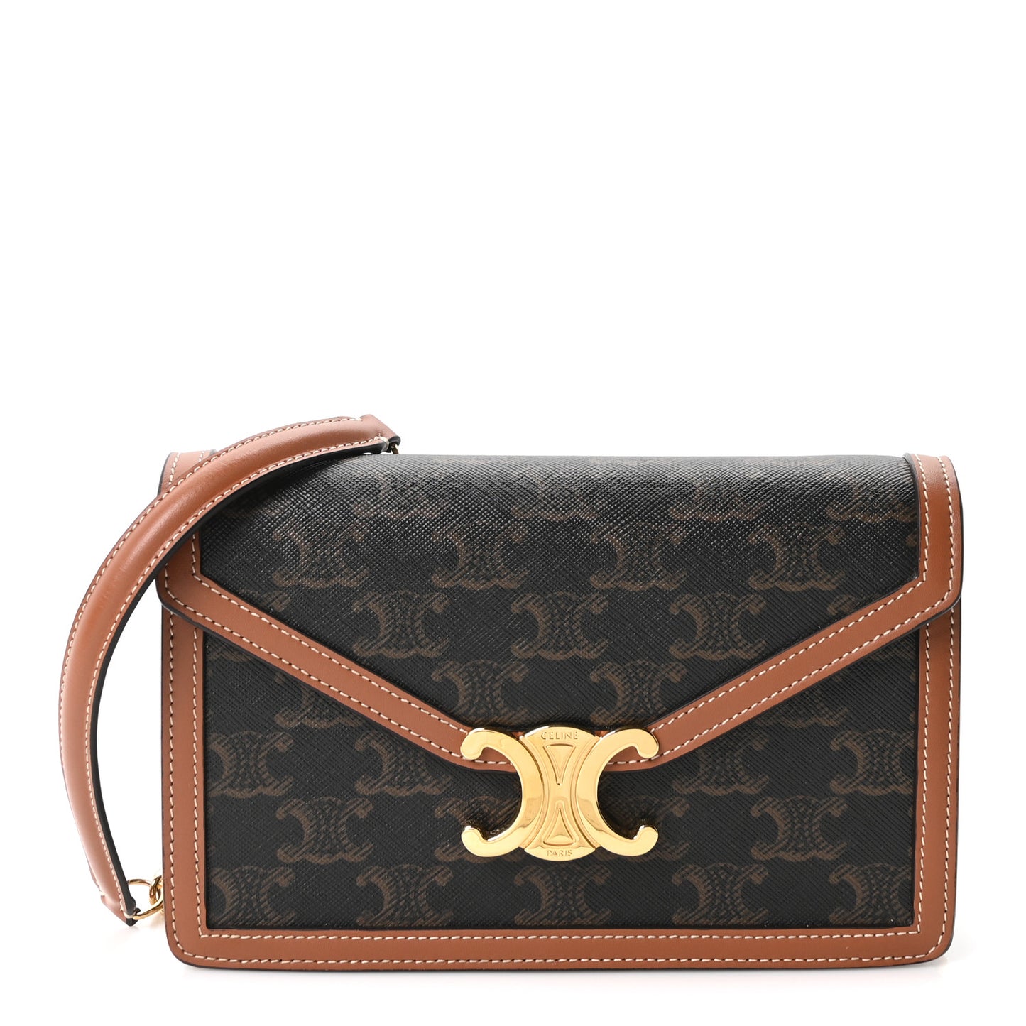 Triomphe Canvas Calfskin Margo Wallet on Chain Tan