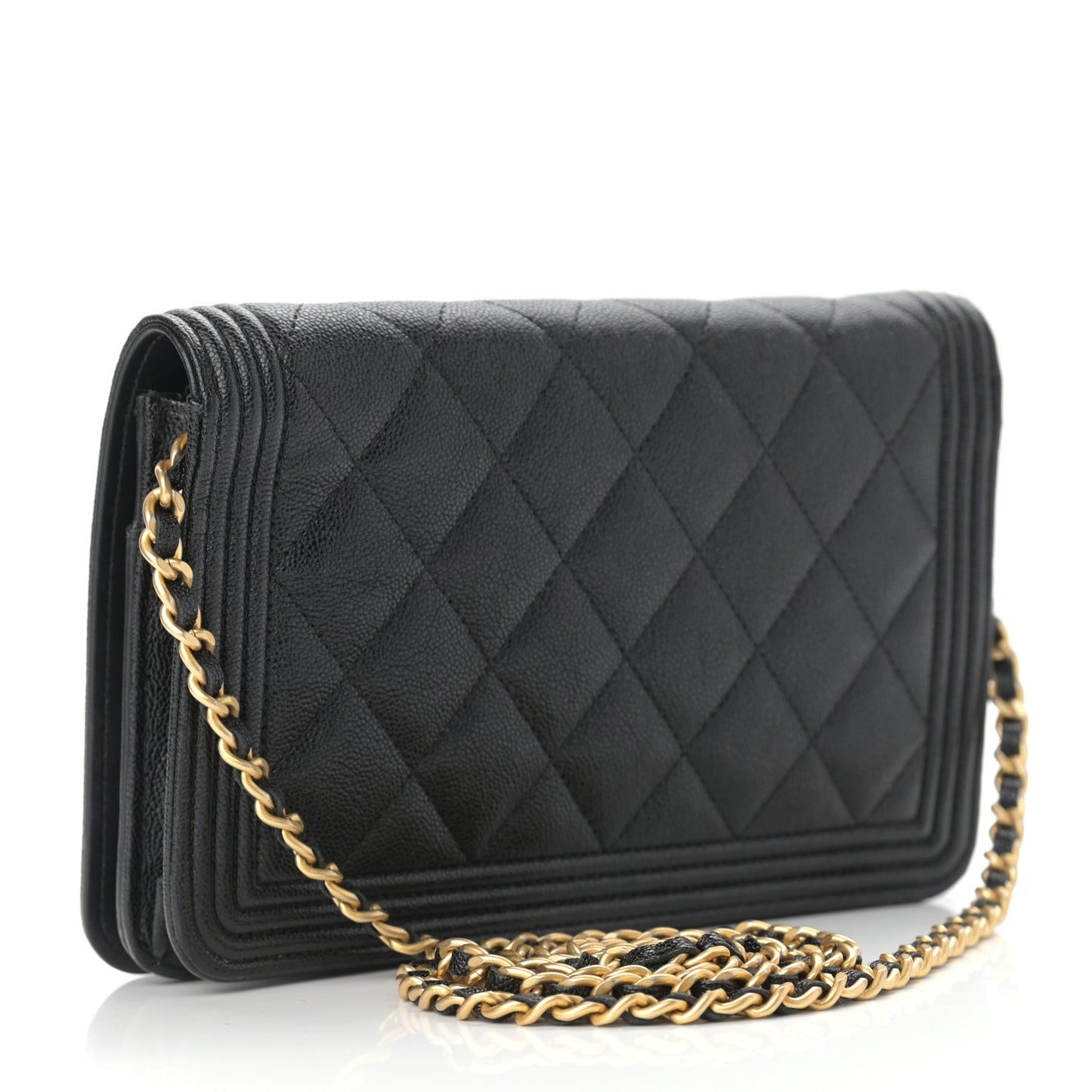 Caviar Quilted Boy Wallet On Chain WOC Black
