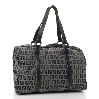 Fendi Zucchino Mini Boston Satchel Navy 3 of 11