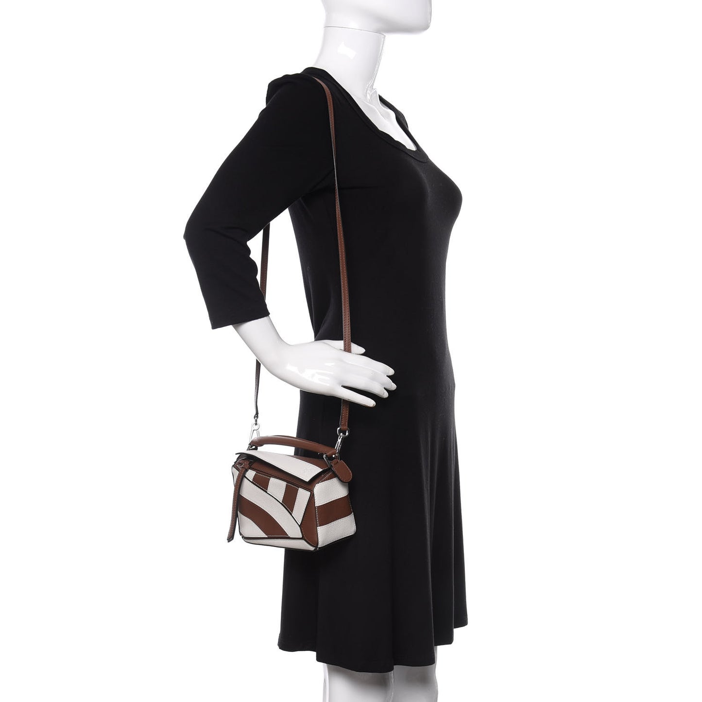 Calfskin Rugby Mini Puzzle Bag Brunette Soft White
