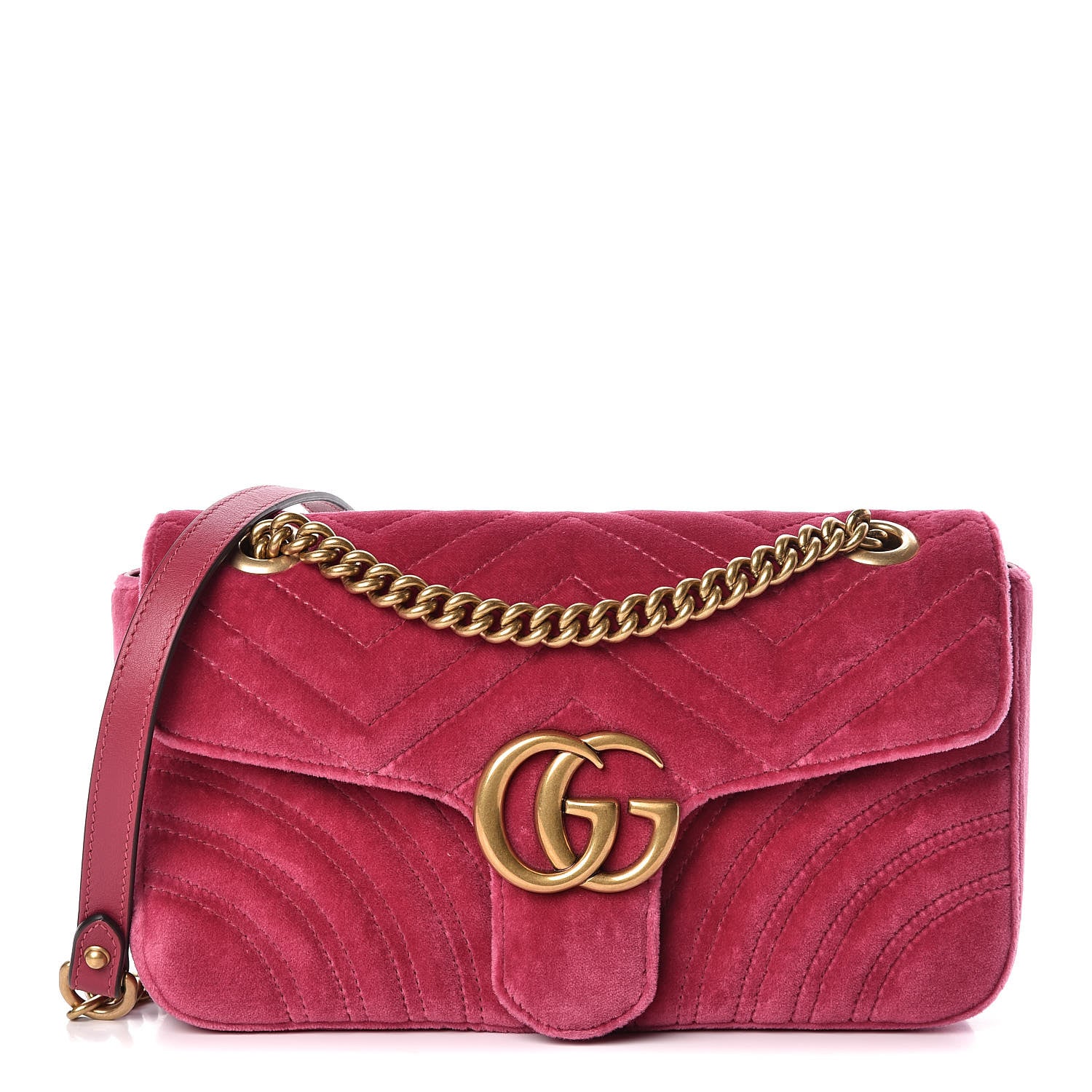 Gucci Velvet Matelasse Small GG Marmont Shoulder Bag Light Raspberry Rose 1 of 11