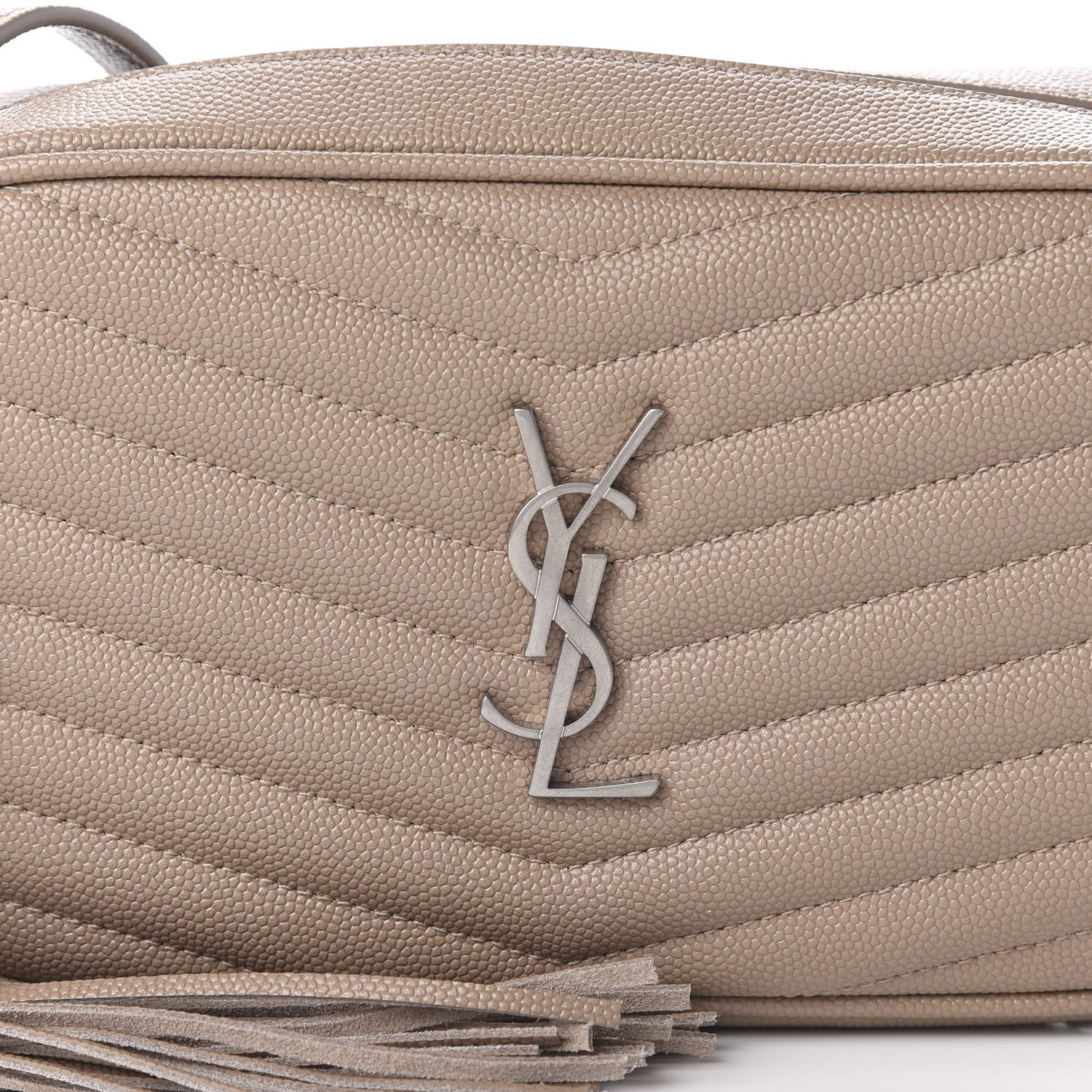 Saint Laurent Grain De Poudre Matelasse Monogram Mini Lou Camera Bag Dark Beige 10 of 11