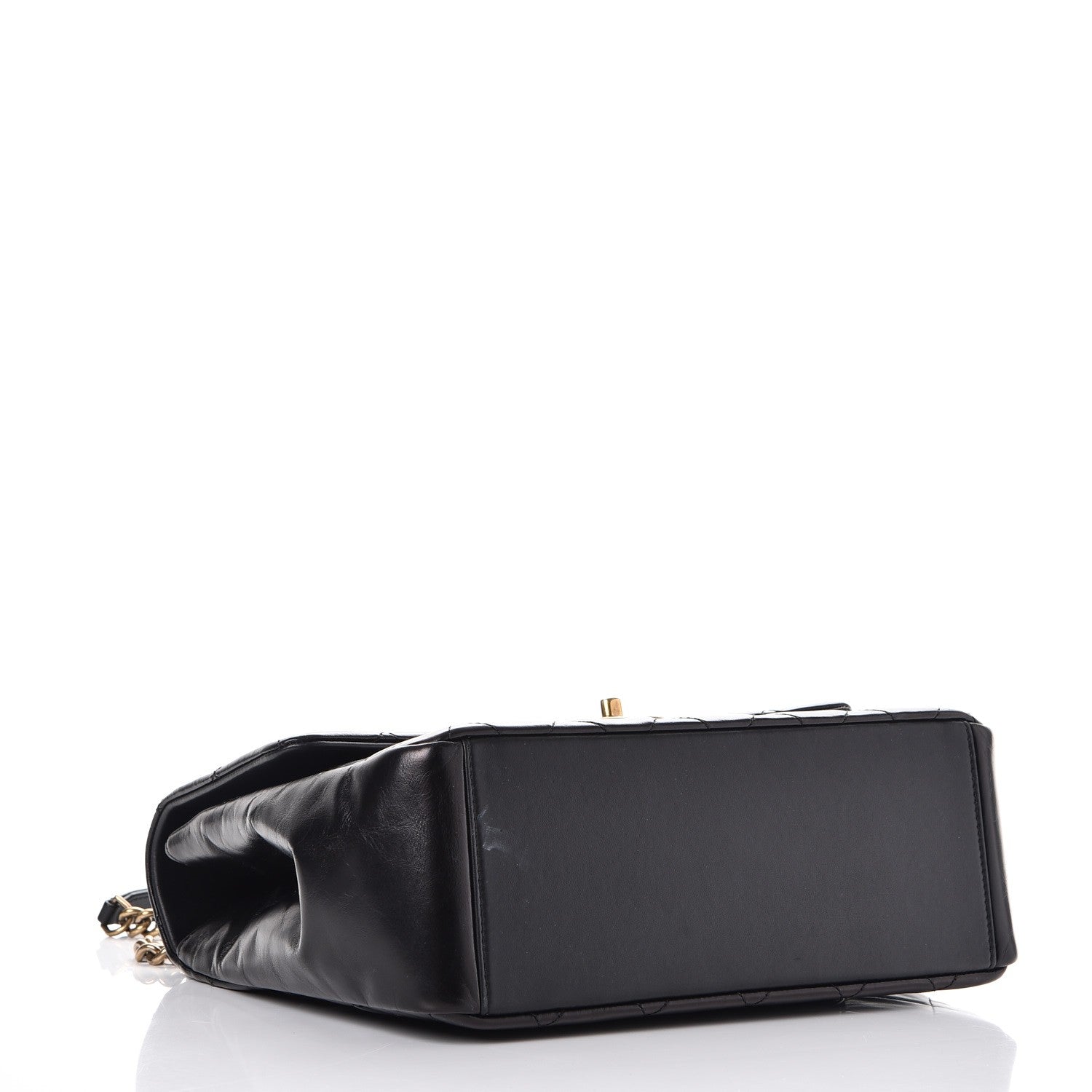 Chanel Calfskin Quilted Large Gold Bar Top Handle Flap Black 5 of 10