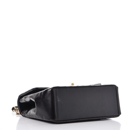 Chanel Calfskin Quilted Large Gold Bar Top Handle Flap Black 5 of 10