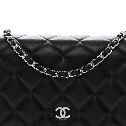 Chanel Lambskin Quilted Wallet On Chain WOC Black 9 of 13