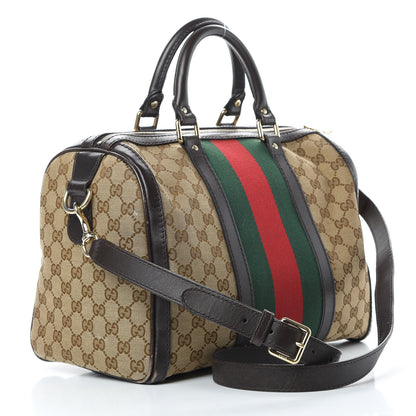Gucci Monogram Vintage Web Medium Boston Dark Brown 3 of 18