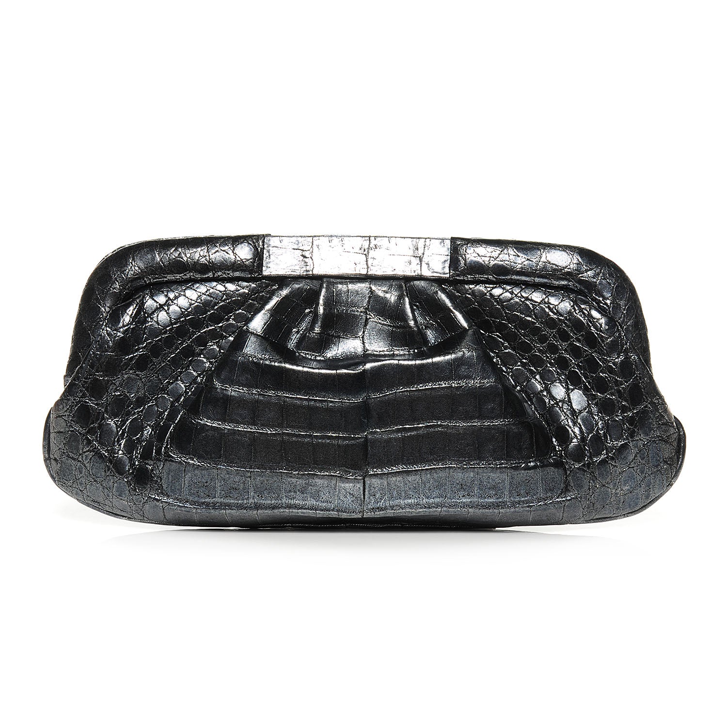 Nancy Gonzalez Crocodile Clutch Pewter 1 of 7