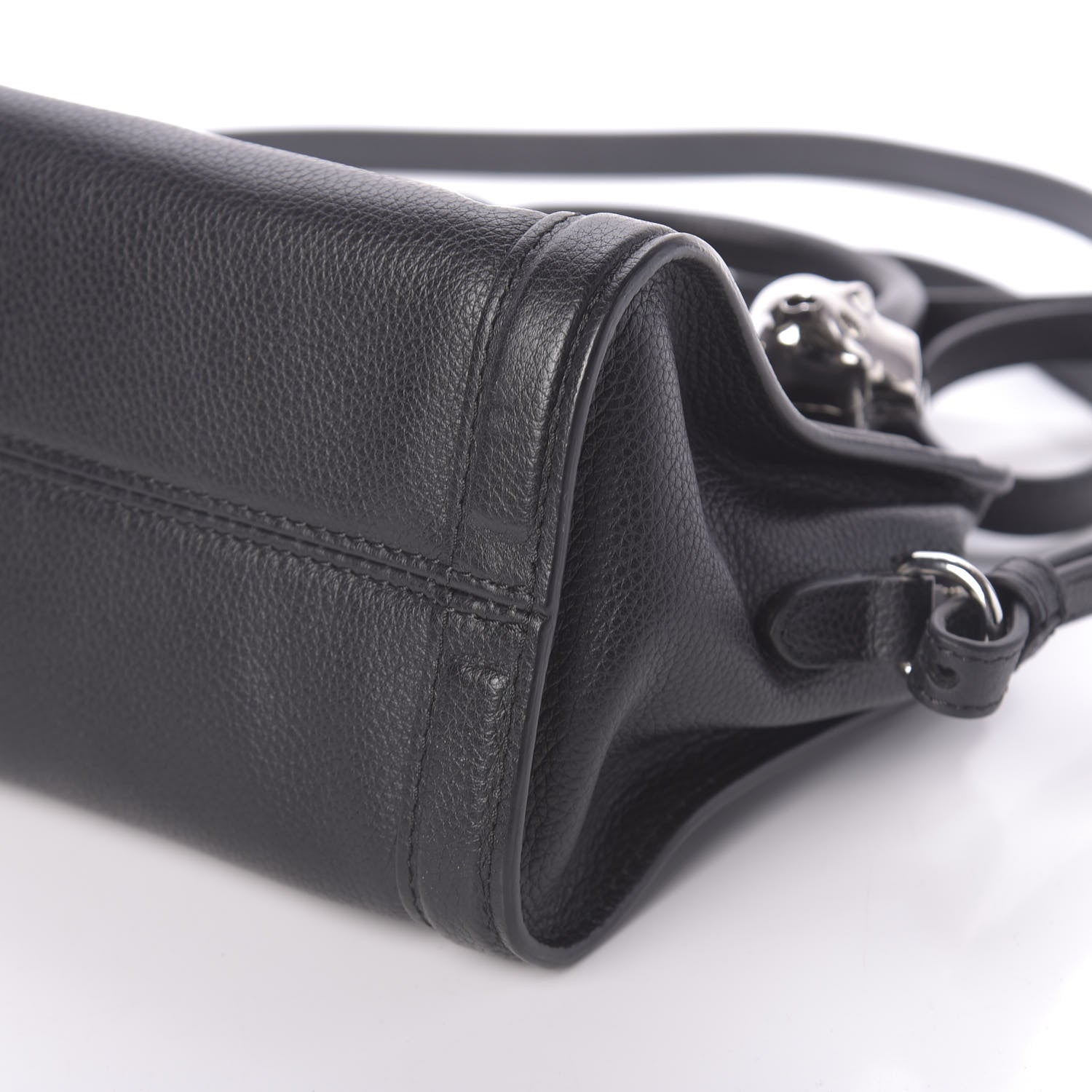 Alexander McQueen Pebbled Calfskin Mini Skull Padlock Zip Around Tote Black 9 of 10