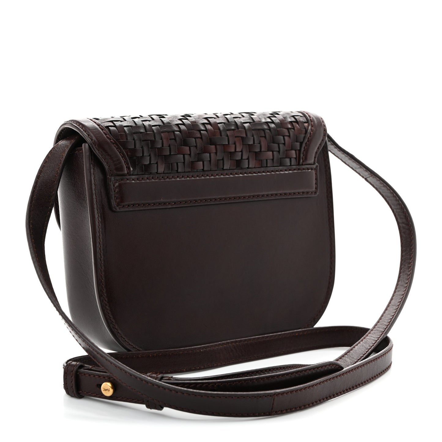 Calfskin Monogram Woven Small Kaia Satchel Burnt Brown