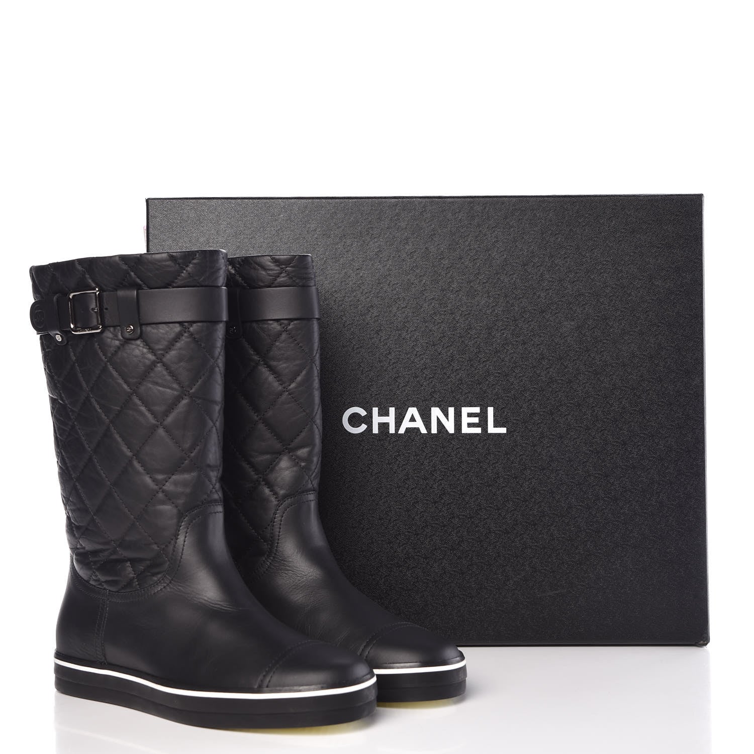 Chanel Aged Calfskin Quilted Boots 36.5 Black 9 of 9