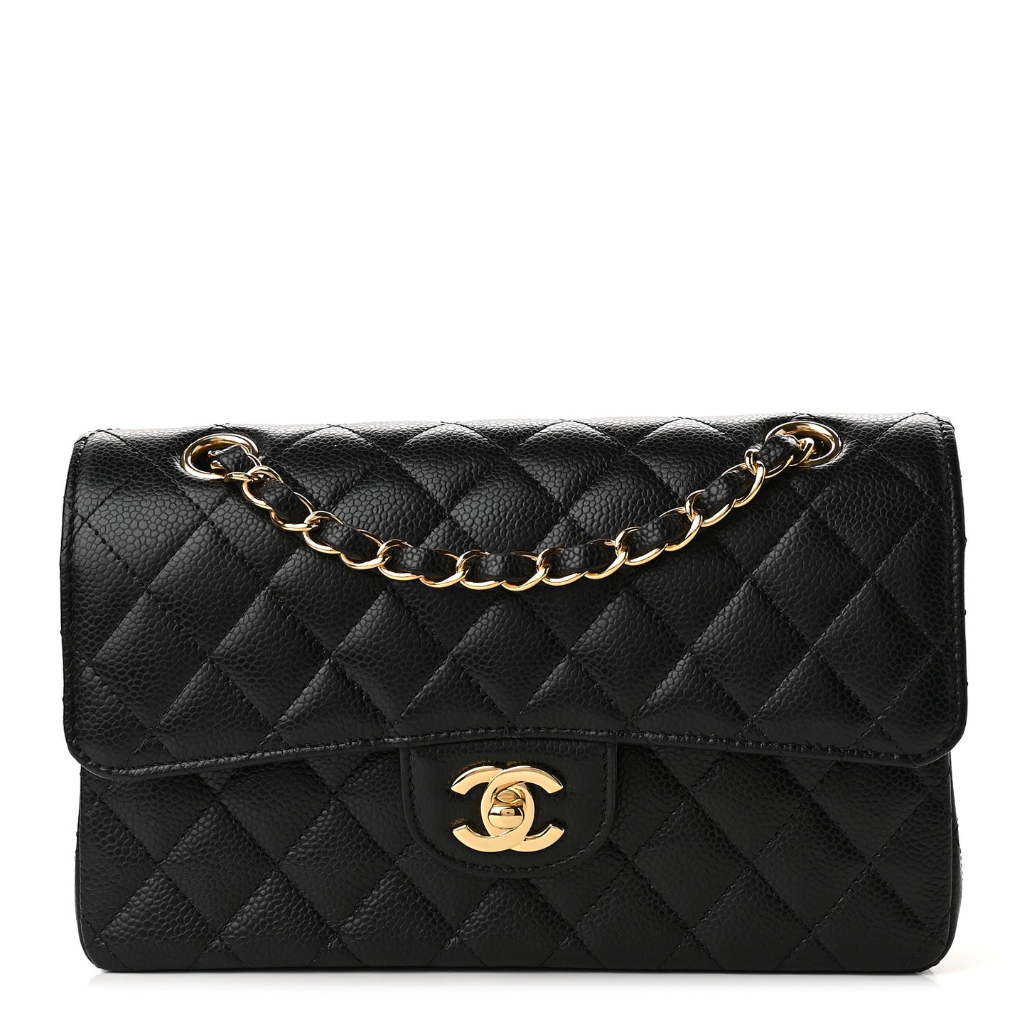 Caviar Quilted Small Double Flap Black