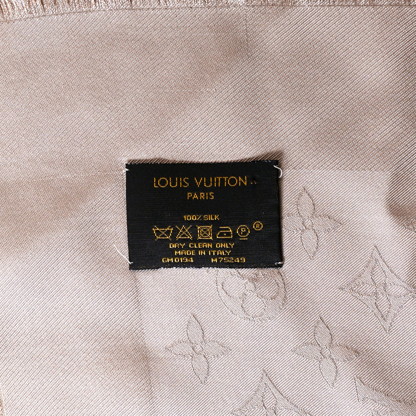 Silk Monogram Shawl Greige
