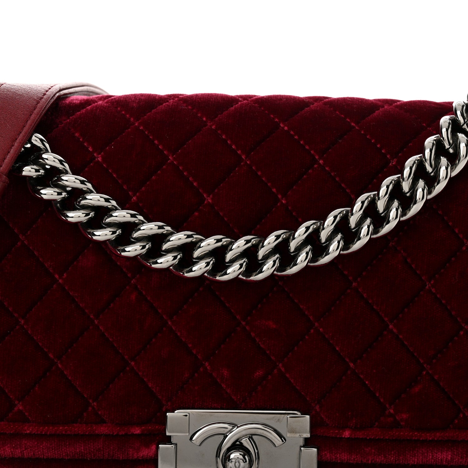 Chanel Velvet Quilted Medium Boy Flap Burgundy 8 of 11