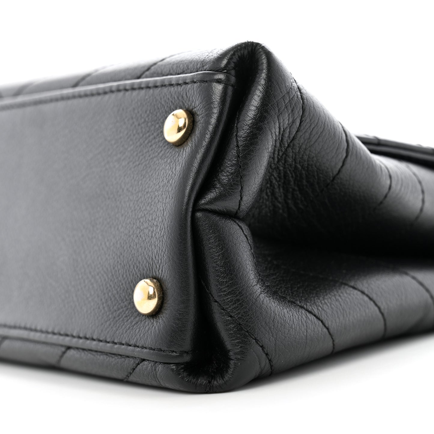 Grained Calfskin Small Chevron Chic Top Handle Flap Black