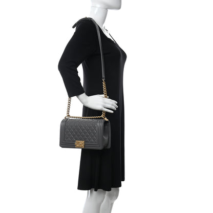 Chanel Caviar Quilted Medium Boy Flap Dark Grey 2 of 11