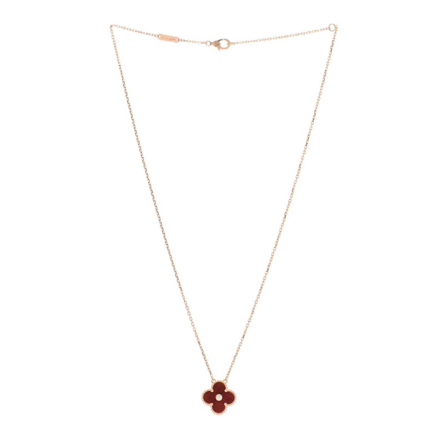 Van Cleef & Arpels 18K Rose Gold Diamond Bulls Eye Vintage Alhambra Pendant Necklace 2 of 3
