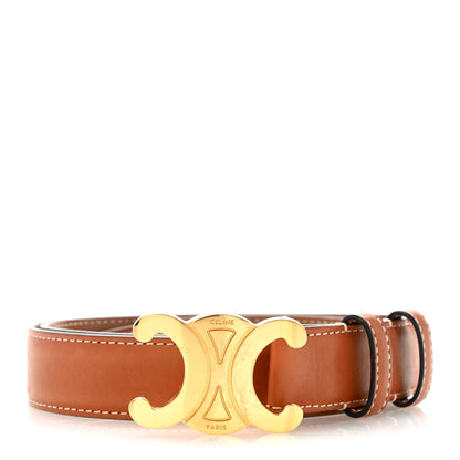 Celine Box Calfskin Medium 25mm Triomphe Belt 75 30 Tan 1 of 9