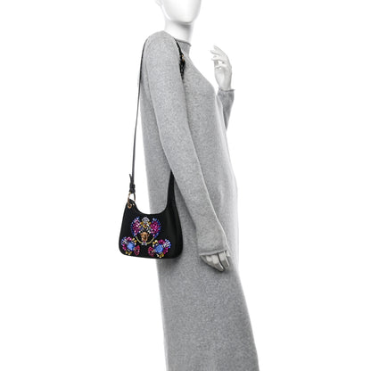 Versace Satin Crystal Embellished La Medusa Mini Hobo Bag Black Multicolor 2 of 9