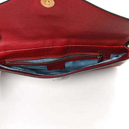 Gucci Calfskin Diagonal GG Medium Thiara Double Envelope Shoulder Bag Black Red 5 of 11